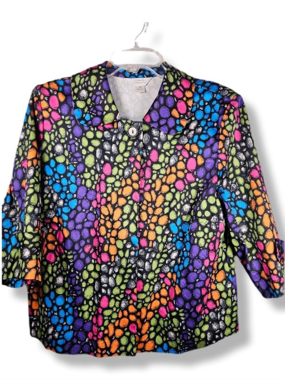 CJ Banks All Over Pebble Print Single Button Statement Jacket Sz 2X Wearable Art